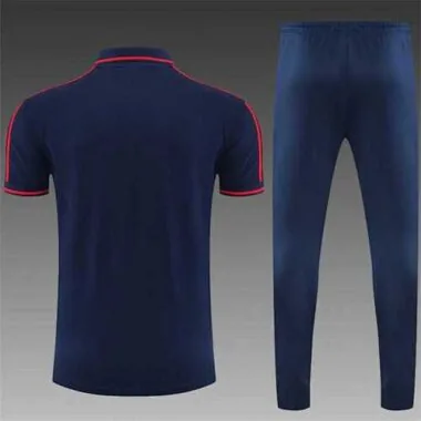 Polo Bayern sapphire blue and red three sides
