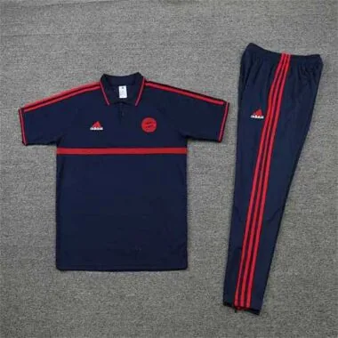 Polo Bayern sapphire blue and red three sides