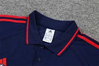 Polo Bayern sapphire blue and red three sides
