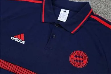 Polo Bayern sapphire blue and red three sides