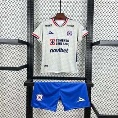 25-26 Cruz Azul Away Kid Kits Youth Apparels Soccer AAAAJersey Yupoo
