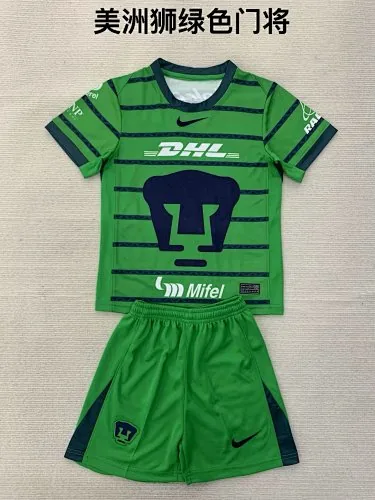 24-25 Pumas Green Goalkeeper Kids Kit Soccer AAAAJersey