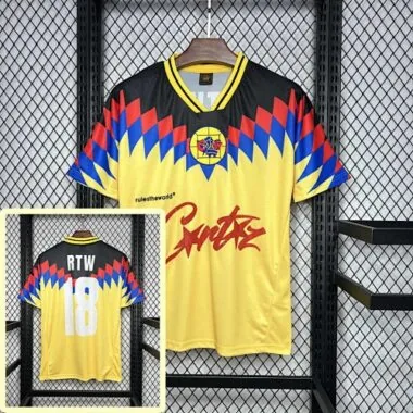 95-96 America RTW Yellow Retro Kit Vintage Shirt Sport AAAAJersey Yupoo
