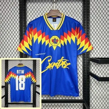 95-96 Club America RTW Blue Retro Kit Vintage Shirt Sport AAAAJersey Yupoo