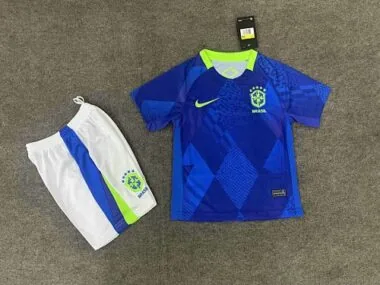 2025 Brazil Away Blue Kids Kit Soccer AAAAJersey Yupoo