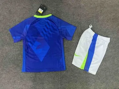 2025 Brazil Away Blue Kids Kit Soccer