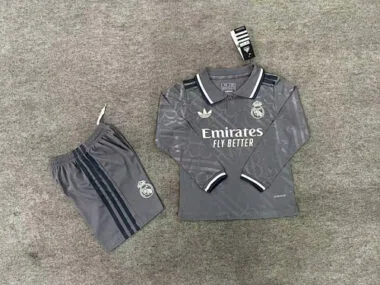 24-25 Real Madrid Third Kids Kit Long Sleeve Soccer AAAAJersey