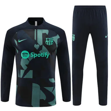 23-24 Barcelona Adults And Kids Training Suits Black&Green Tracksuits Jerseys World Yupoo