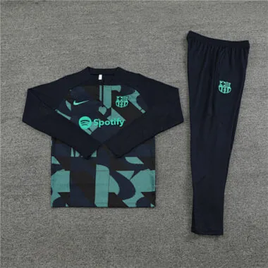 23-24 Barcelona Adults And Kids Training Suits Black&Green Tracksuits Jerseys World