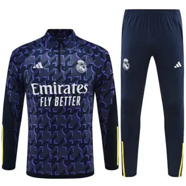 23-24 Real Madrid Adults And Kids Training Suits Navy Long Sleeve Tracksuits Cheap Jerseys Yupoo