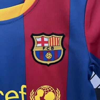 10-11 Barcelona Home Retro Kids Kit Size:16-28 Football Jersey