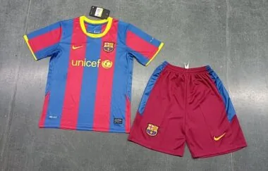 10-11 Barcelona Home Retro Kids Kit Size:16-28 Football Jersey