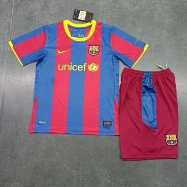 10-11 Barcelona Home Retro Kids Kit Size:16-28 Football Jersey