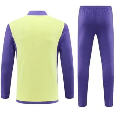 23-24 Real Madrid Adults And Kids Long Sleeve Kits Yellow Training Suits Cheap Jerseys