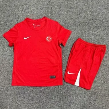 2024 Turkey Away Kid Kits UEFA Euro Youth Apparels Football