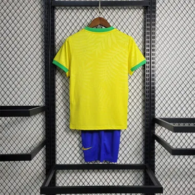 23-24 Brazil home kids kit size 16-28 futbol shirts