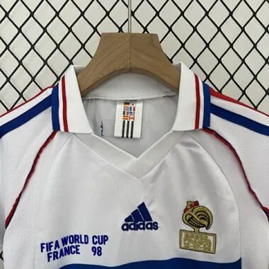 1998 France Away Retro Kid Kits Youth Apparels Sport