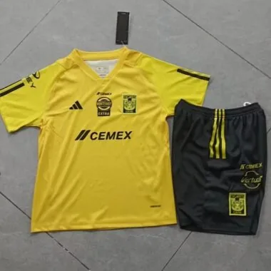 23-24 Tigres UANL Yellow Training Kids Kit Children Sets Soccer Jerseys Yupoo