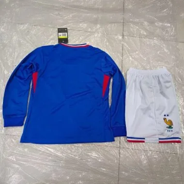 2024 France Home Kid Kits UEFA Euro Long Sleeve Youth Apparels Soccer Jerseys