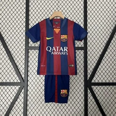 14-15 Barcelona Home Retro Kids Kit Size:16-28 Football Jersey Yupoo