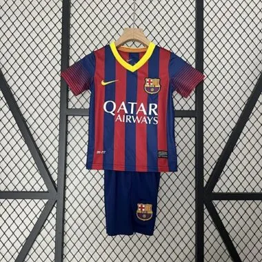 13-14 Barcelona Home Retro Kids Kits Children Shirt Cheap Jersey Yupoo
