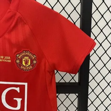 07-08 Manchester United Home Retro Kids Kits Champions League Version Cheap Jerseys