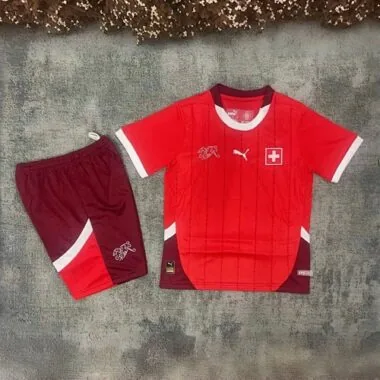 2024 Switzerland Home Kid Kits UEFA Euro Youth Apparels Football