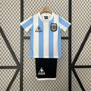 1986 Argentina Home Retro Kids Kits Children Sets Football AAAAJerseys Yupoo