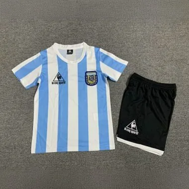 1986 Argentina Home Retro Kids Kits Children Sets Football