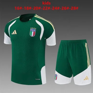2026 Italy Green Training Kids Kit Soccer T-Shirt AAAAJersey Supply Yupoo
