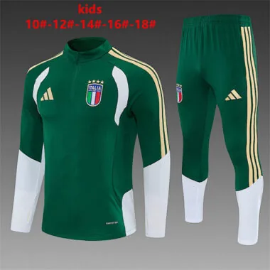 2026 Italy Green Long Sleeve tracksuit Kids Kit Soccer T-Shirt AAAAJersey Supply Yupoo