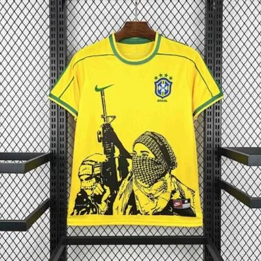 1998 Brazil Home Sponsor Retro Kit Soccer T-Shirt Yupo