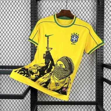 1998 Brazil Home Sponsor Retro Kit Soccer T-Shirt Yupo