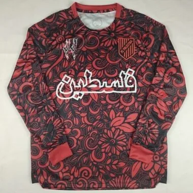 2025 Palestine Red Long Sleeves Special Edition Kit Soccer T-Shirt