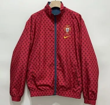 2025 Portugal Red&amp;Blue Trench Coat Reversible Windbreaker Double-Sides Jacket