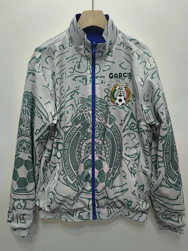 1999 Mexico Retro Trench Coat Reversible Windbreaker Double-Sides Jacket