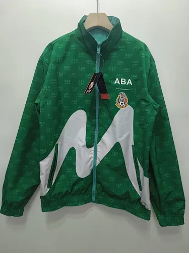 1995 Mexico Retro Trench Coat Reversible Windbreaker Double-Sides Jacket