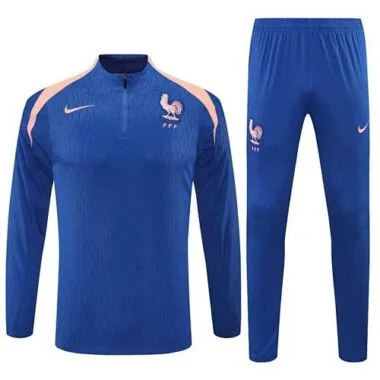25-26 France Blue Training Kits Long Football Tracksuits