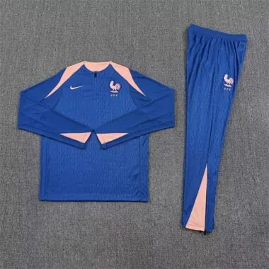 25-26 France Blue Training Kits Long Football Tracksuits