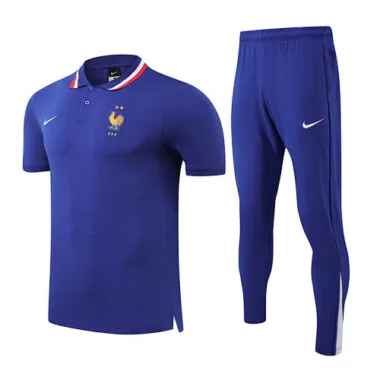 25-26 France Blue POLO Training Kits Football Tracksuits