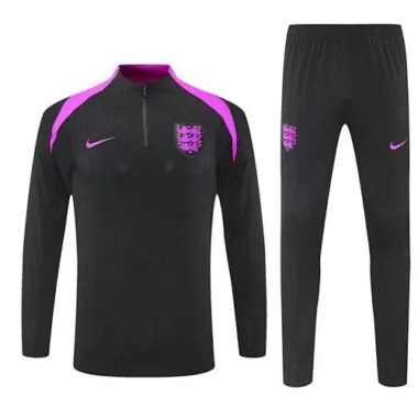 25-26 England Black Training Kits Long Football Tracksuits