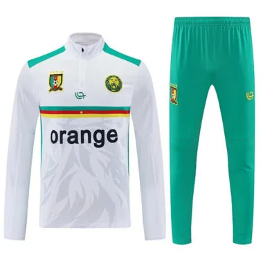 25-26 Cameroon White Football Tracksuits Long Jacket Suits