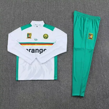 25-26 Cameroon White Football Tracksuits Long Jacket Suits