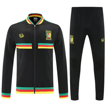 25-26 Cameroon Black Football Tracksuits Long Jacket Suits