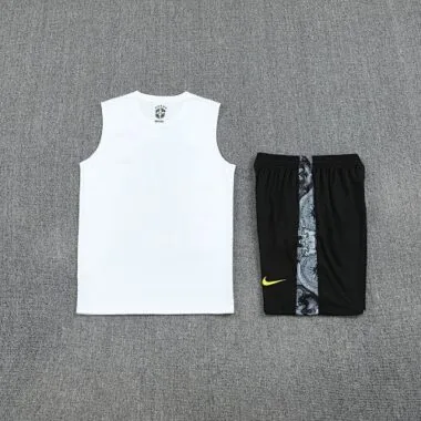 25-26 Brazil White Jesus Training Kits Football Vest Suits