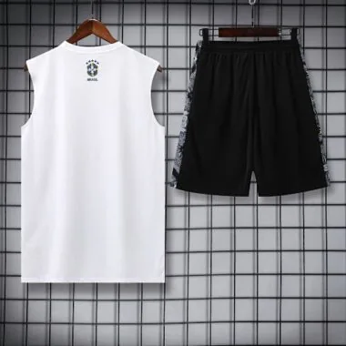 25-26 Brazil White Jesus Training Kits Football Vest Suits