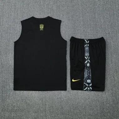 25-26 Brazil Grey Jesus Training Kits Football Vest Suits