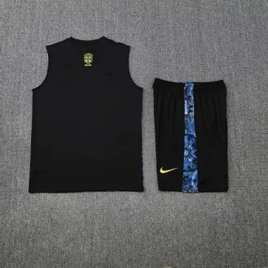 25-26 Brazil Blue Jesus Training Kits Football Vest Suits