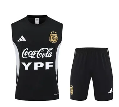 25-26 Argentina Black Training Kits Football Vest Suits