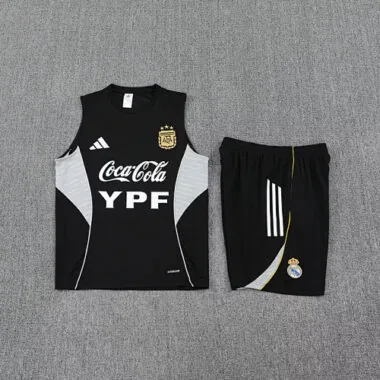 25-26 Argentina Black Training Kits Football Vest Suits